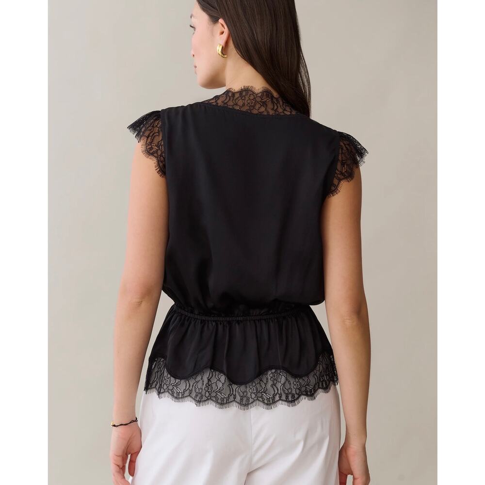 sorella Yada Silk Top black lace size M $245 - Picture 3 of 5